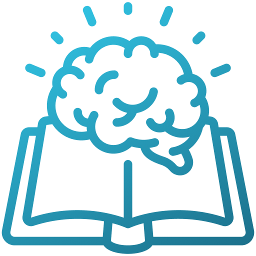 Brain and book icon