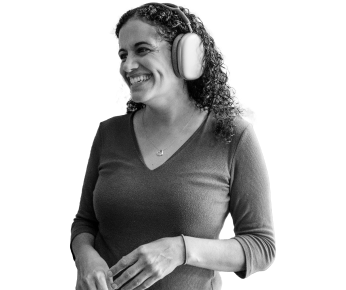 smiling woman wearing headphones